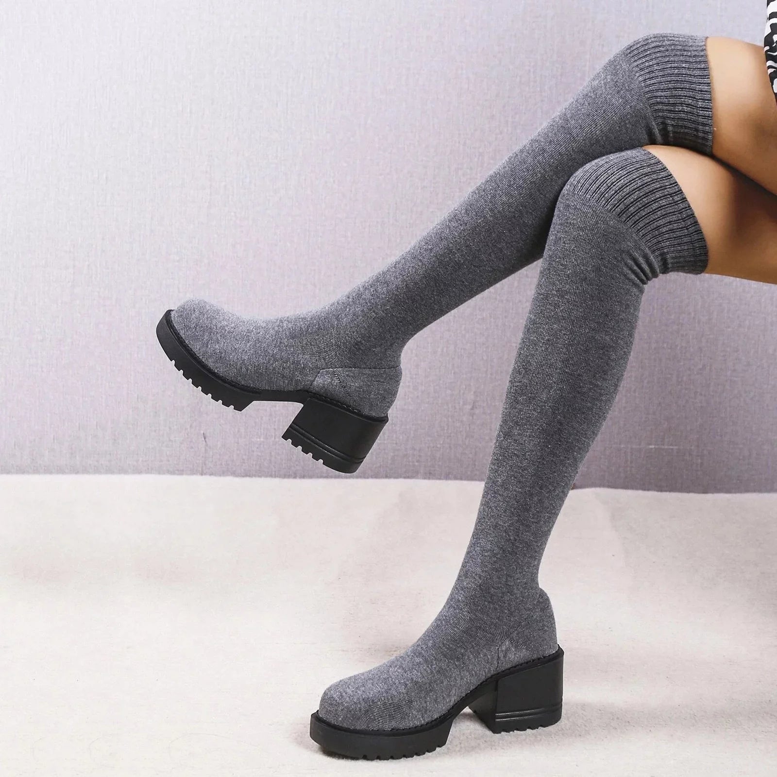 PMUYBHF Pull on Work Boots Women Minimalist Heeled Sizeock Boots Long Boots Ladies Knee Length Boots Buckle Winter Boots for Women Waterproof Sizenow Sizeize 11