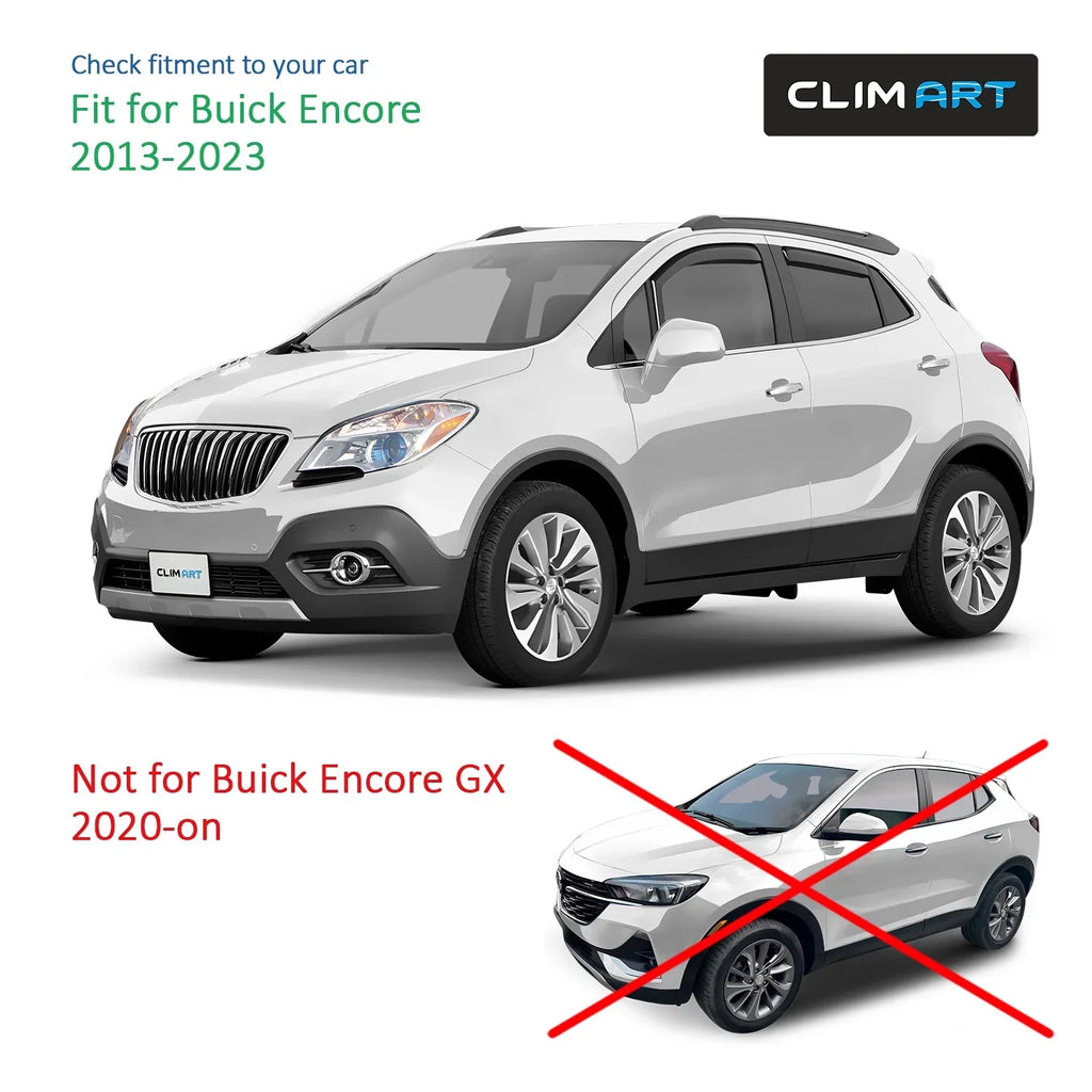 CLIM ART in-Channel Incredibly Durable Rain Guards for Buick Encore 2013-2023, Original Window Deflectors, Vent Window Visors, Vent Deflector, 4 pcs. - 613268