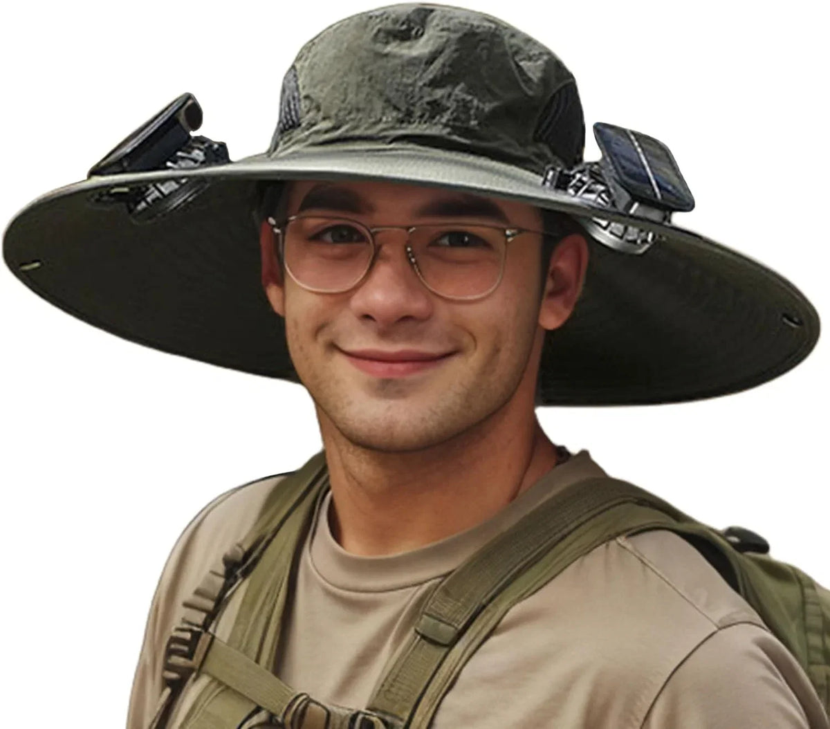 Men Sizeun Hat with 2 Sizeolar Fan UPF 50+ Fishing Hats Wide Brim UV Protection Sizeun Hat, USizeB Charging