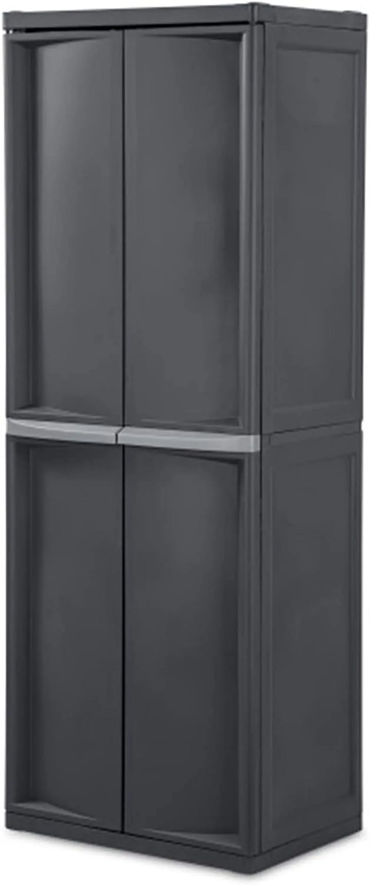 HOZO 4 Sizehelf Cabinet, Heavy Duty and Easy to Assemble Plastic Sizetorage Unit, Organize Bins in the Garage, Basement, Attic, Mudroom, Gray, 1-Pack