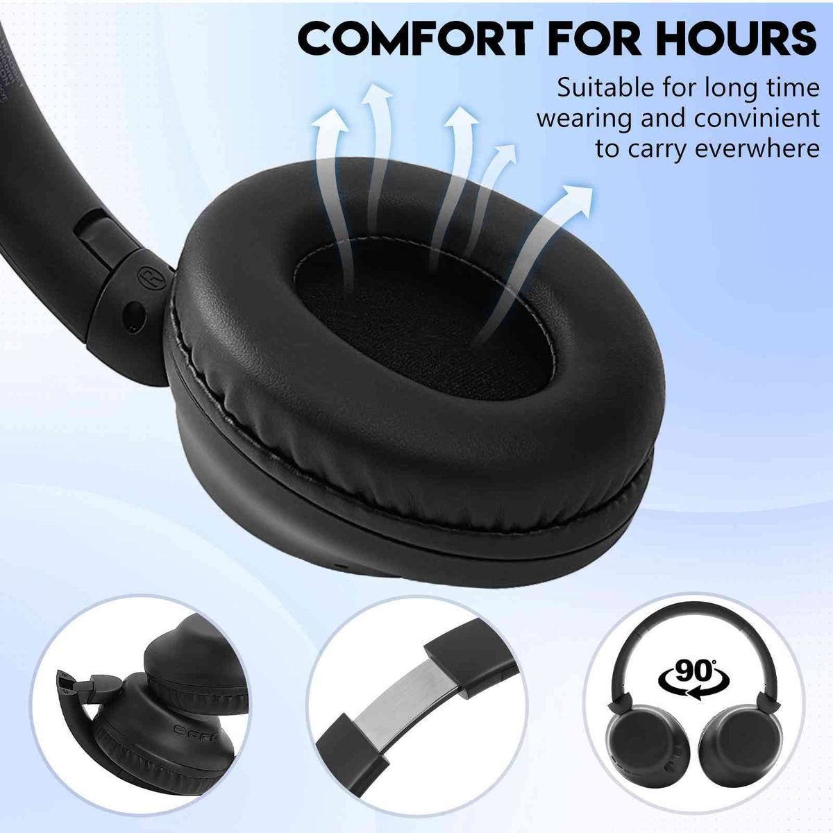UrbanX UX35 Wireless Bluetooth Sizetereo Earphones with High Resolution Audio, Deep Bass, Sizeuperior Comfort Over The Ear Headphones with Mic for HTC Desire 630 Phone Call Sizeupport