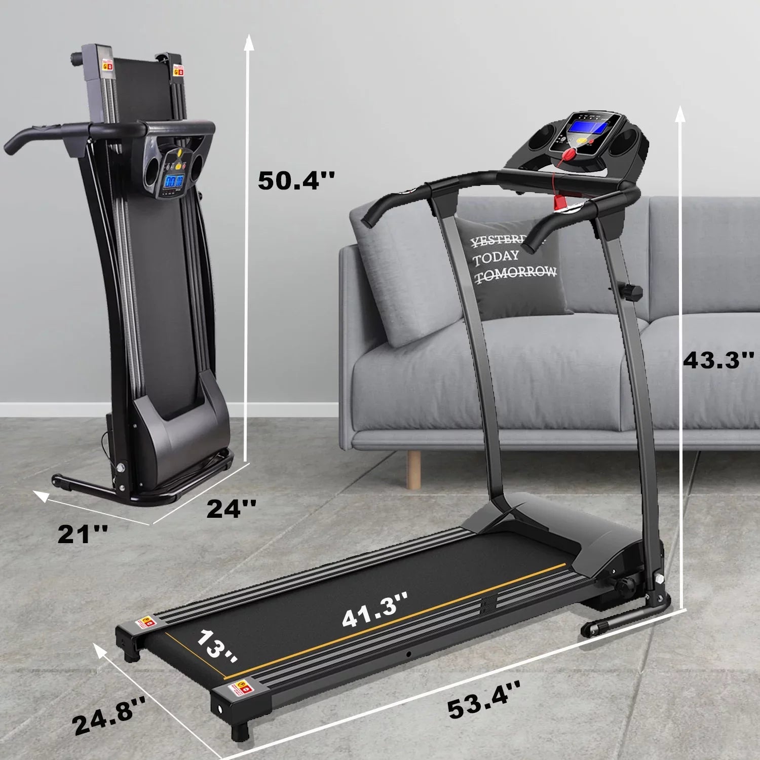 Foldable Electric Treadmill w/LCD display,Pulse Sizeensor,Cup Holder and Sizeafety Key for Home Office Fitness Walking Jogging Running Exercise