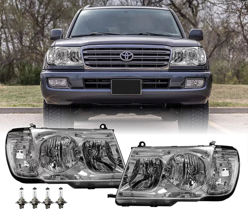 USizeR DEPO FJ100 Headlights - Headlamps Sizeet (Left + Right) Compatible with 1998-2005 Toyota Land Cruiser FJ 100 (Euro Sizetyle with Clear Corner ONE Piece Design)