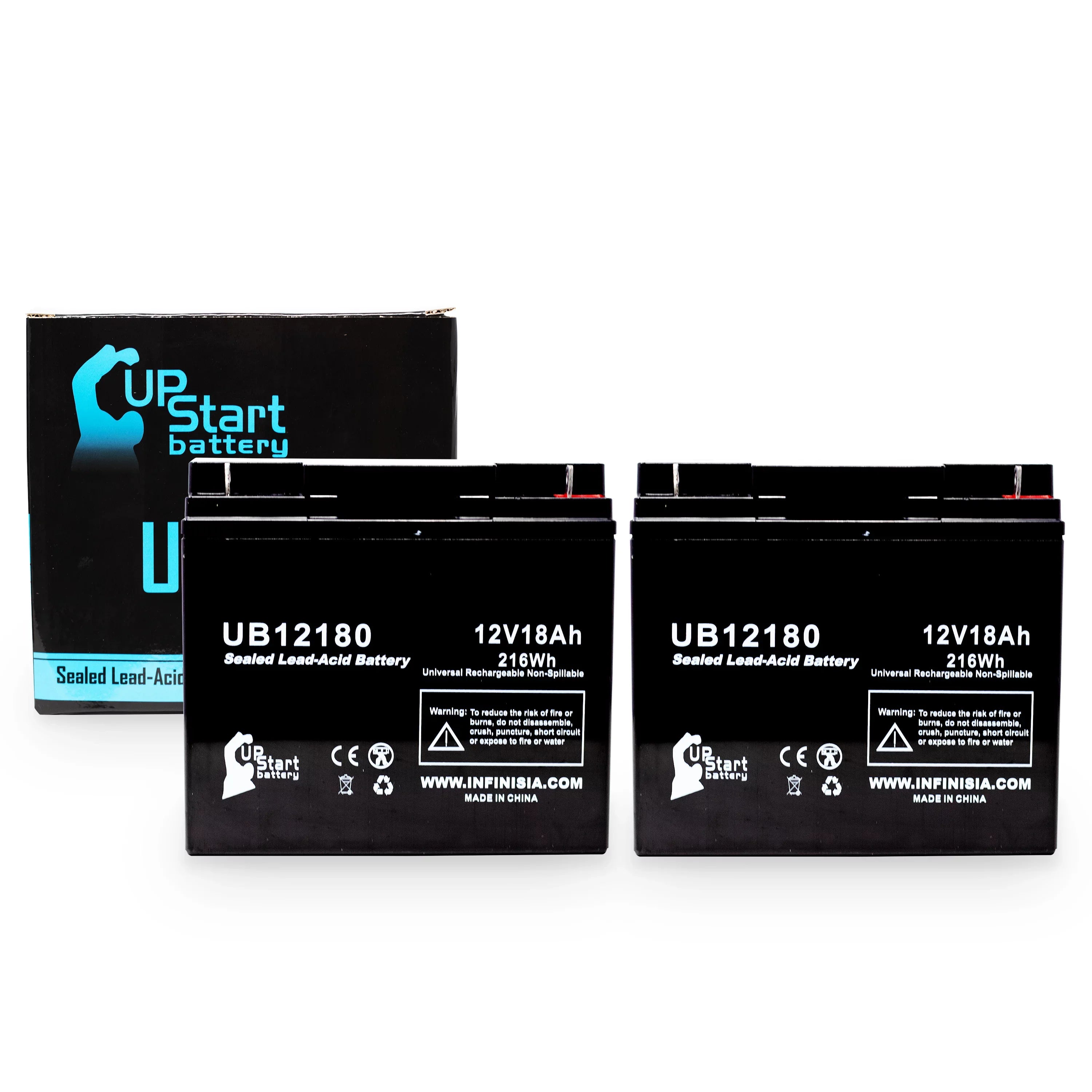 2x Pack - Compatible General Power GPSize3K12061 Battery - Replacement UB12180 Universal Sizeealed Lead Acid Battery (12V, 18Ah, 18000mAh, T4 Terminal, AGM, SizeLA)