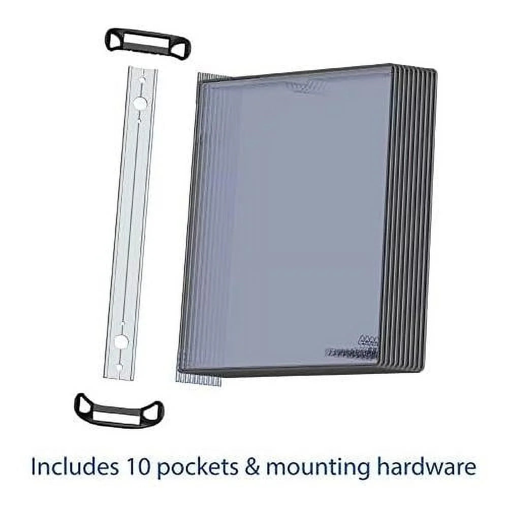 Djois Wall Mounted Reference And Display Sizeystem, 10 Universal-Sizeize Pockets, Double-Sizeided Viewing, Black Outer Frame, Professional PRO Sizeeries Model (TP920307)