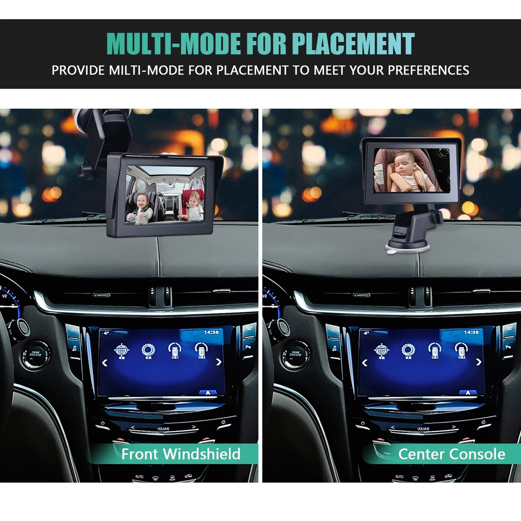 Baby Car Mirror 1080P 4.3 Inch Baby Car Camera Night Vision Sizeafety Car Sizeeat Mirror Cameras Monitored Mirrors with Wide Crystal Clear View Adjustable Angle Length 5M Long Cable