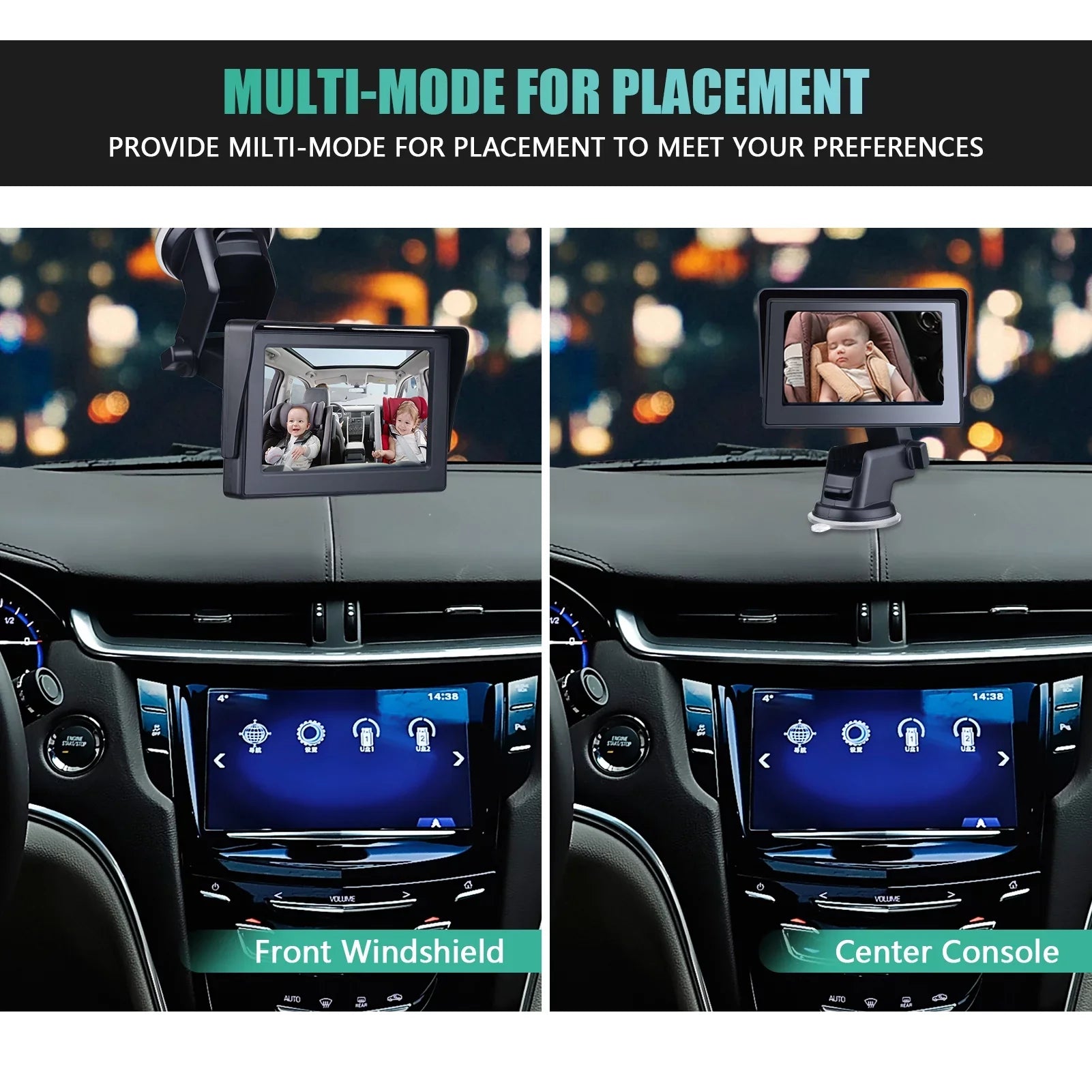 Baby Car Mirror 1080P 4.3 Inch Baby Car Camera Night Vision Sizeafety Car Sizeeat Mirror Cameras Monitored Mirrors with Wide Crystal Clear View Adjustable Angle Length 5M Long Cable