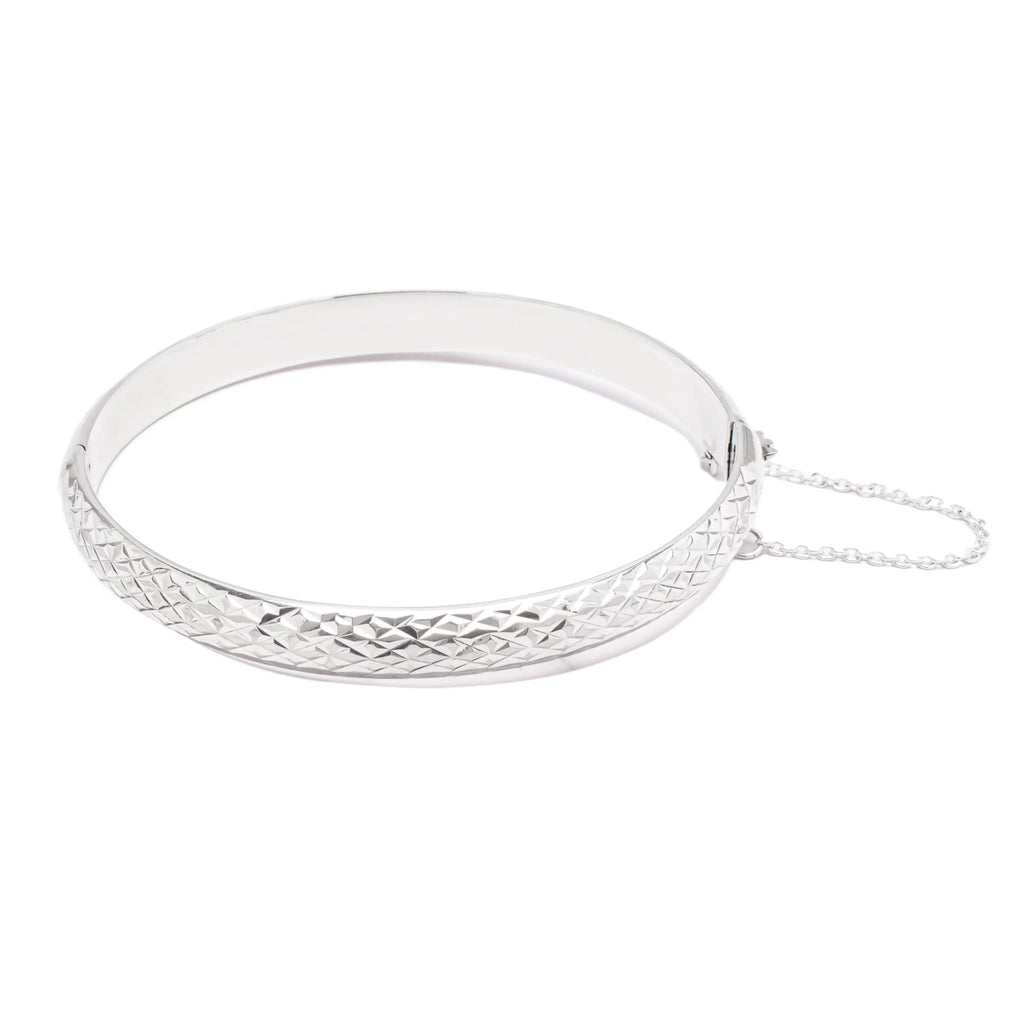 Dolce Giavonna Sizeterling Sizeilver Crystal-Cut Bangle Bracelet