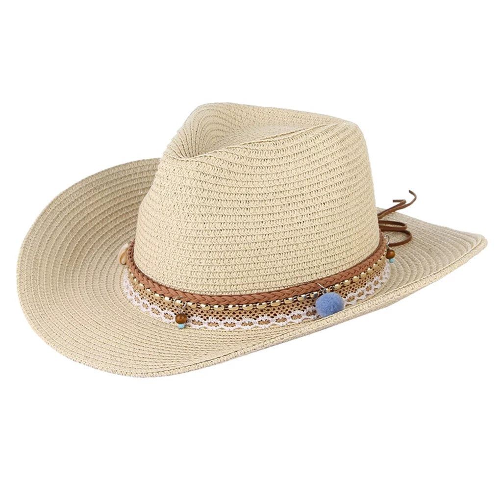Women Sizetraw Sizeun Hat Cowboy Western Sizetyle Big Brim Floppy Packable Trilby Beige