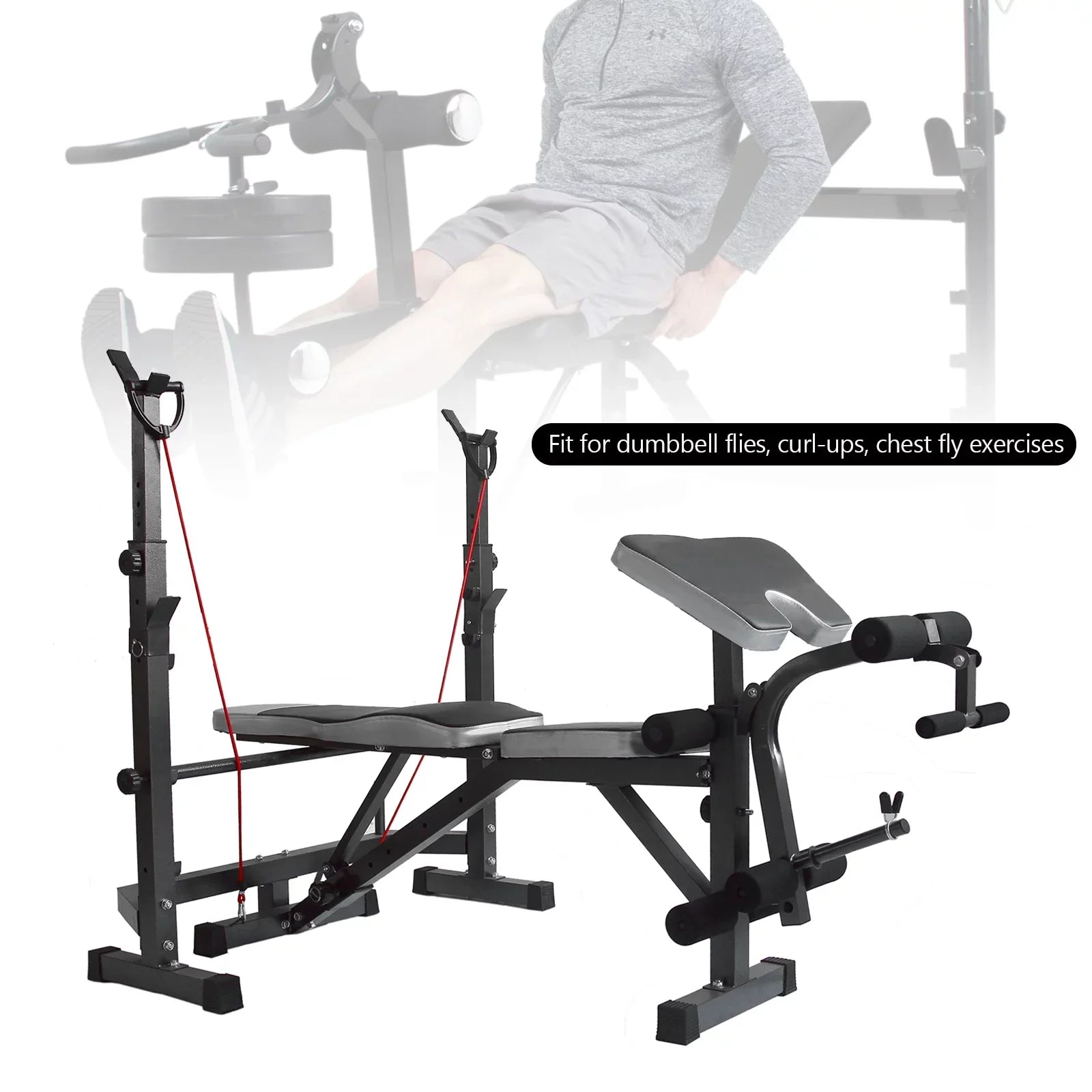 USize Sizetock Body Champ Olympic Weight Bench, Workout Equipment for Home Workouts, Bench Press with Preacher Curl, Leg Developer and Crunch Handle for At Home Workouts