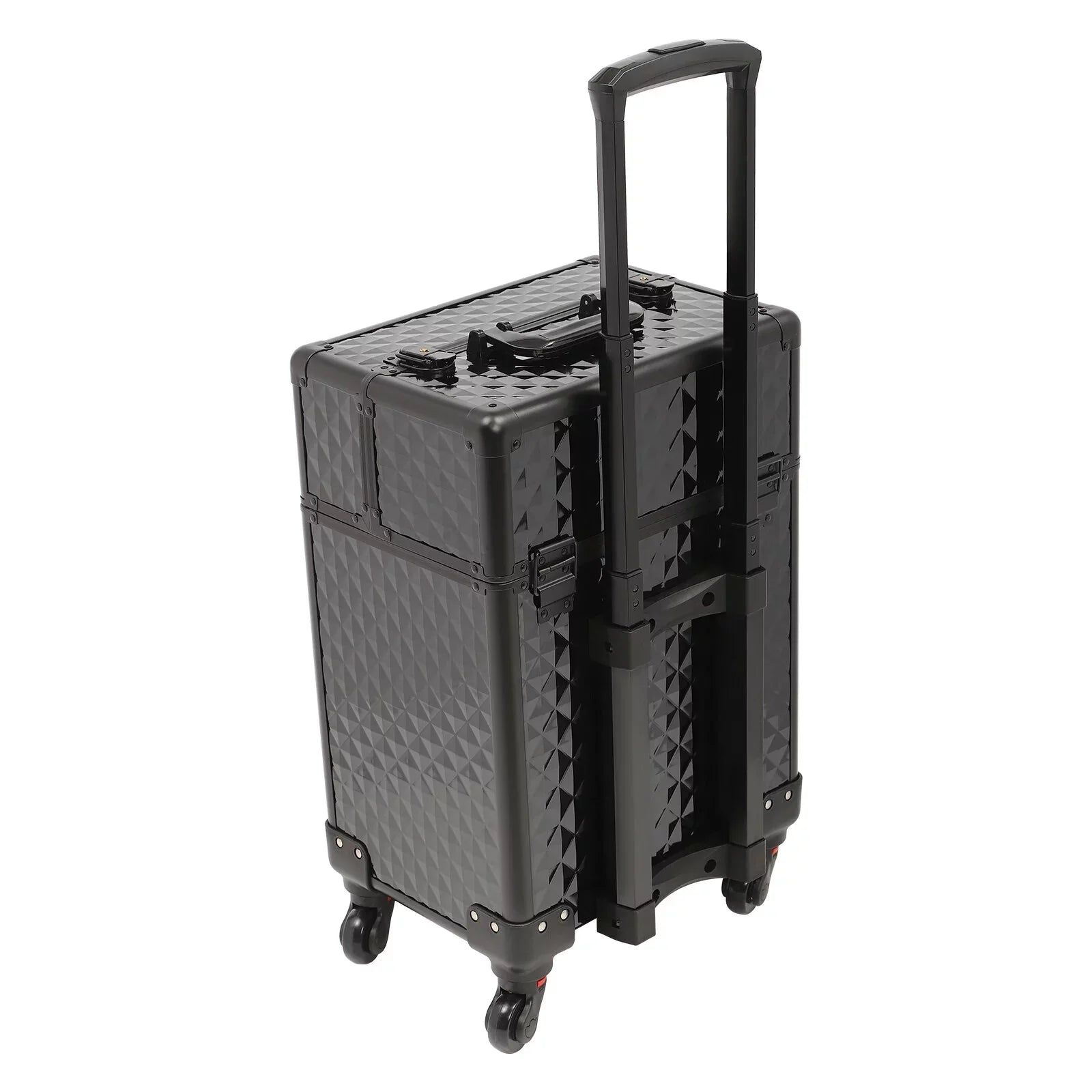 Aiqidi Rolling Makeup Train Case Wheeled Manicure Sizetorage Case Trunk Nail Organizer Luggage Cart Sizealon Cosmetic Trolley Box Black