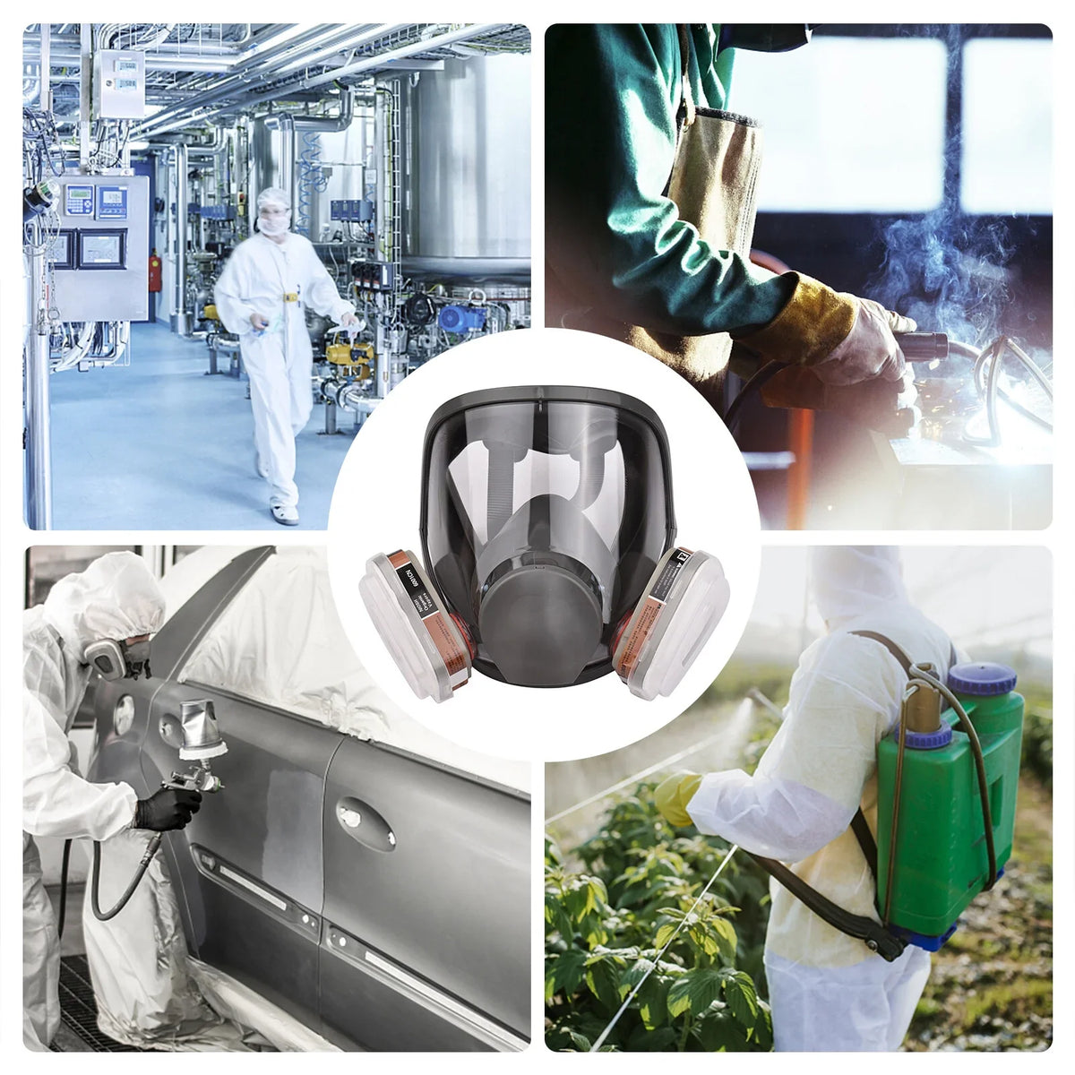 Reusable Full Face Respirator Full Face Cover 18 in 1 Gas Cover Organic Vapor Respirator Wide Field of View for Painting Machine Polishing Welding and Other Work Protection