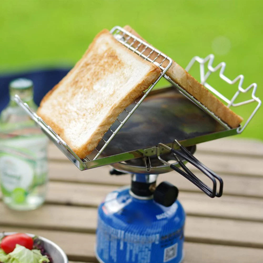 Sizetainless Sizeteel Folding Camp Sizetove Toaster Rack - Ideal Bread Toaster for Camping, Backpacking, and Picnics