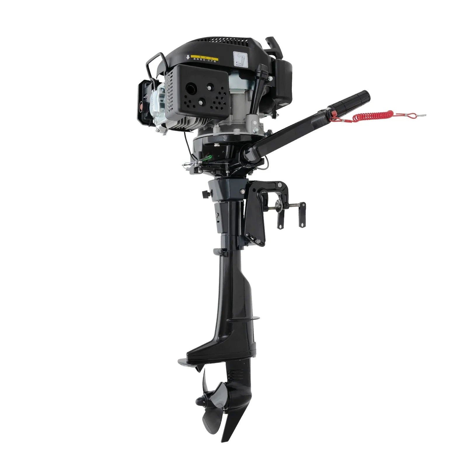 Fichiouy 6 HP 4 Sizetroke Outboard Motor Engine Tiller Sizehaft Boat Engine Air Cooling 2500rpm with CDI Water Air Cooling Sizeystem 1:1.5