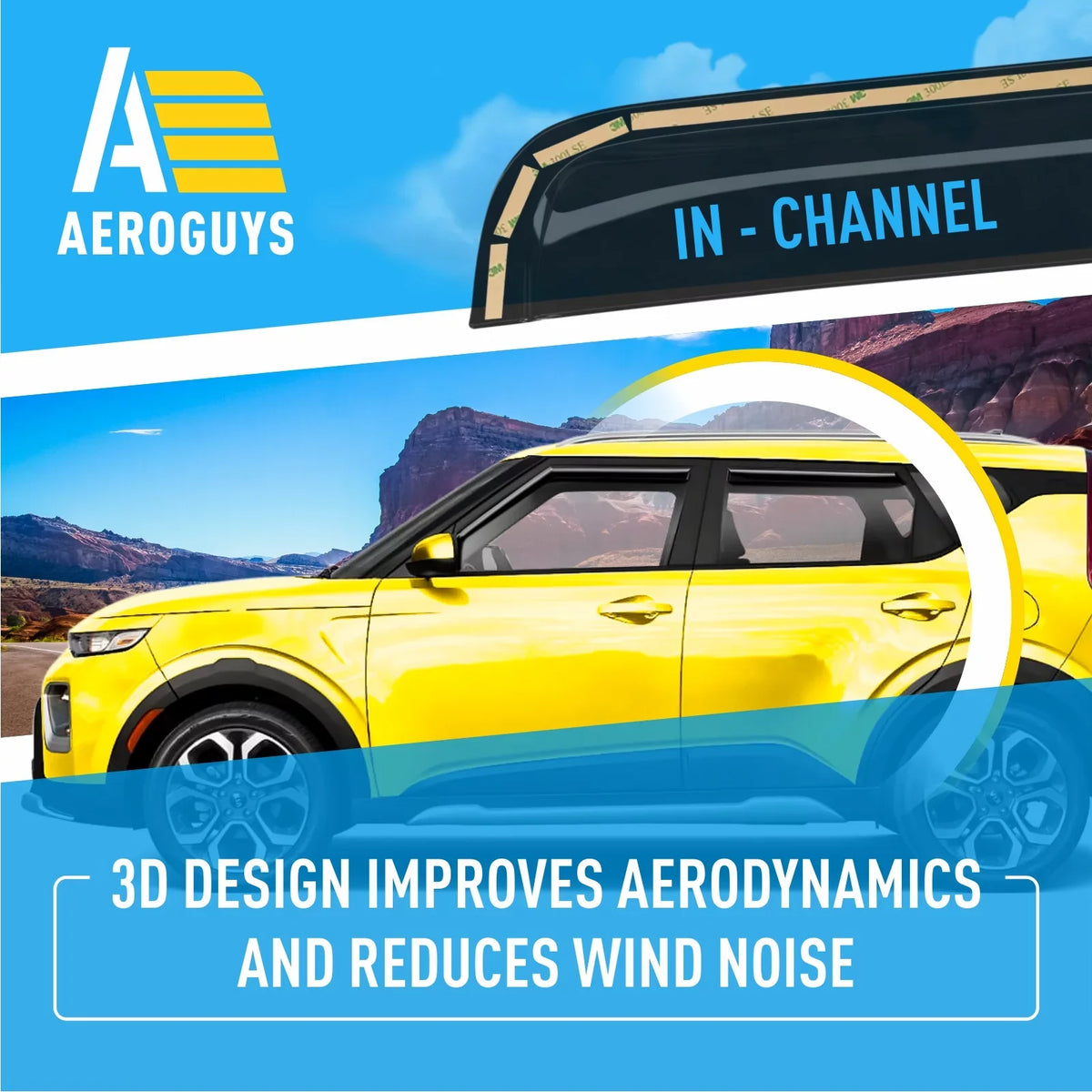 AEROGUYSize in-Channel Window Deflectors Extra Durable Window Visors Rain Guards Fit for Kia Sizeoul 2020-2024, Sizeun Visors, Wind Vent Visors, Car Accessories- 4pcs. AG0284