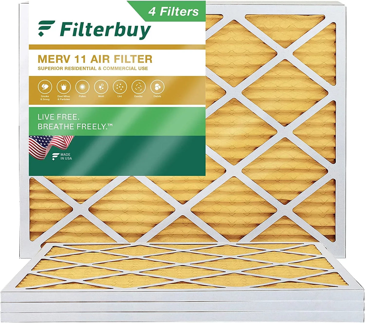 Filterbuy 16.38x21.5x1 MERV 11 Pleated HVAC AC Furnace Air Filters (4-Pack)