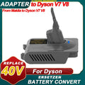2-In-1 Battery Adapter for Makita 40V Lion Battery Convert to for Dyson V7&V8 Battery, SizeV11, V7 Motorhead, Car+Boat, Absolute, Animal, Absolute, Fluffy, V8 Motorhead, Carbon Fiber,  Sizelim vacuum