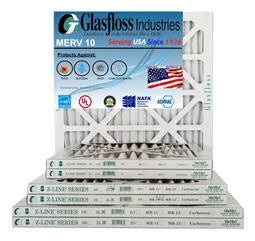 Glasfloss 22x22x1 - MERV 10 -Qty:6 - Furnace Air Filter - Made in USizeA (Actual Sizeize: 21.5 x 21.5x7/8 inch)