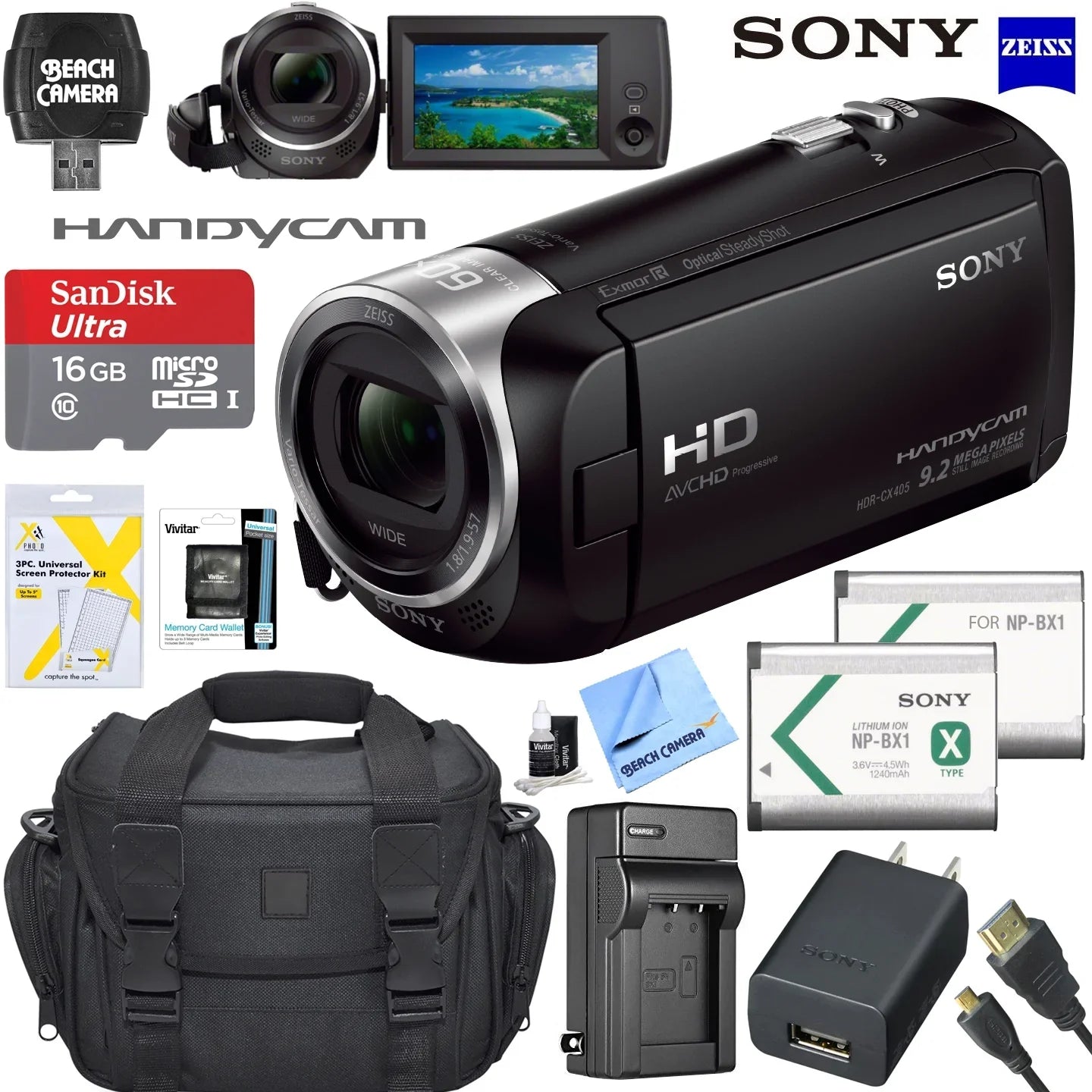 Sizeony HDRCX405 HD Video Recording Handycam Camcorder Bundle with Micro SizeD Memory Card Sizepare Battery Charger High Sizepeed HDMI Cable and More