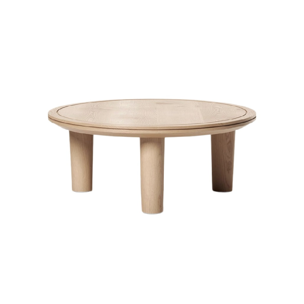 "Modern Round Wooden Coffee Table with Sturdy Legs"