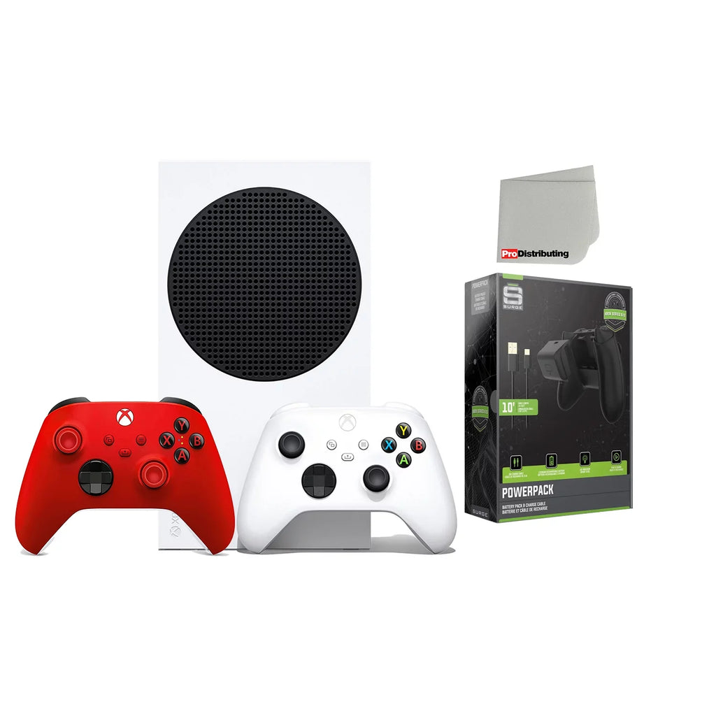 Microsoft Xbox Sizeeries Size 512GB Digital Console with Extra Wireless Controller - Pulse Red - Powerpack Battery/Charge Cable Bundle with Microfiber Cleaning Cloth