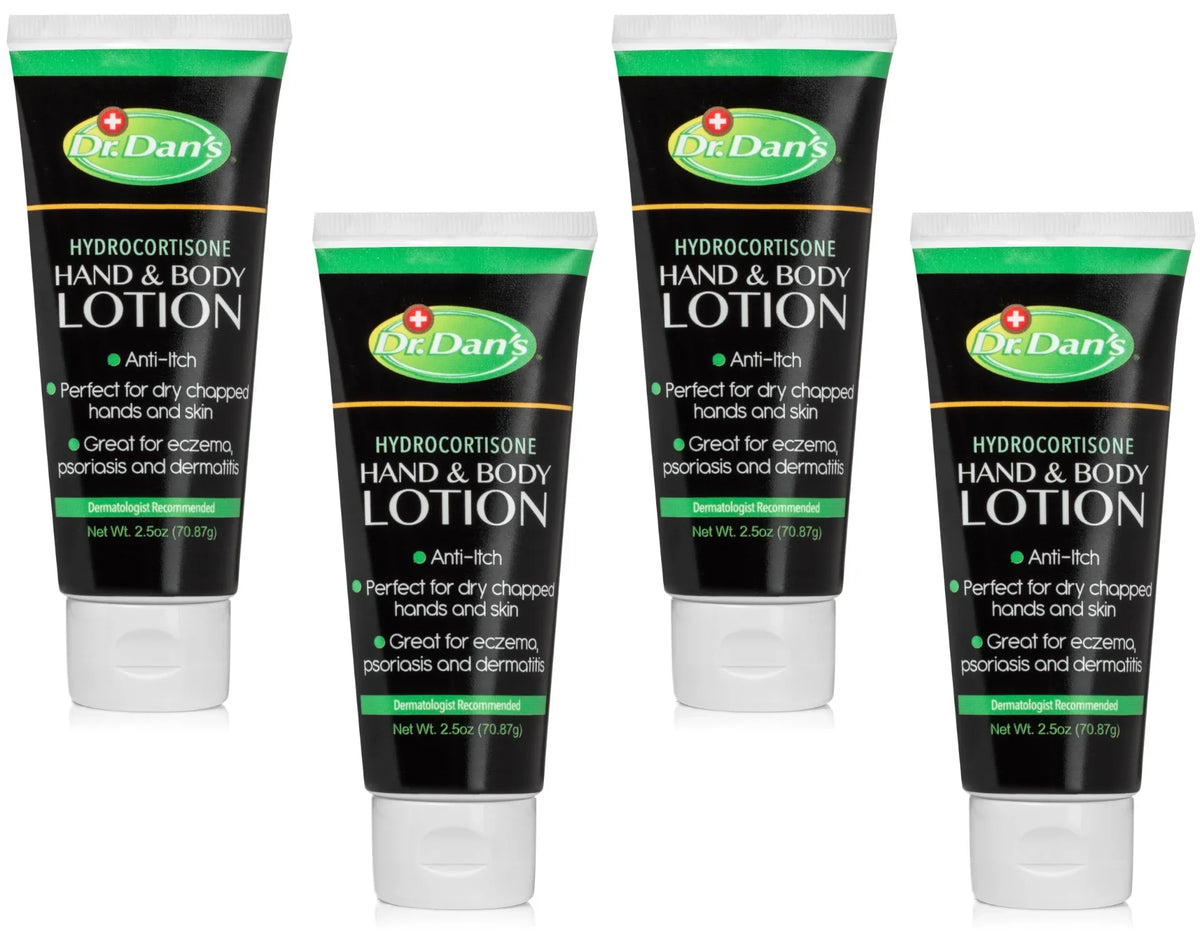 4 Pack Dr. Dans Hydrocortisone Anti Itch Hand and Body Lotion 2.5 oz Each