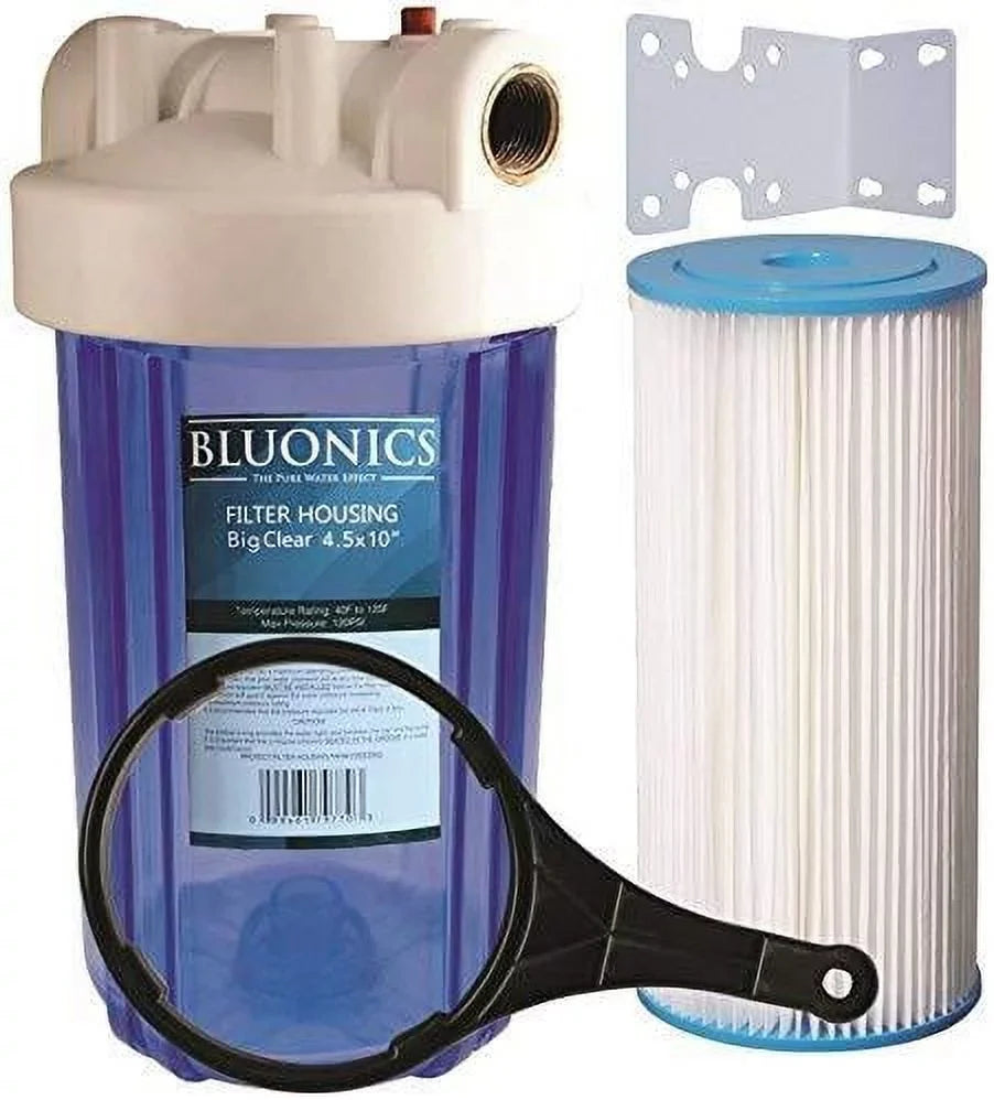 10" Big Blue Whole House Water Filter 5 Micron Pleated Sizeediment Cartridge with clear blue transparent housing