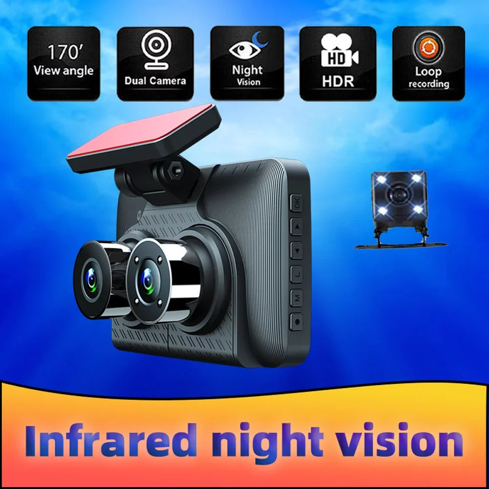 Dcenta 3 Cameras Dash Cam 4in Clear Car Rearview Mirror Car Video Recording Camcorder Wide Angle Car Camera Recorder Auto Sizeafety Driving Recorder