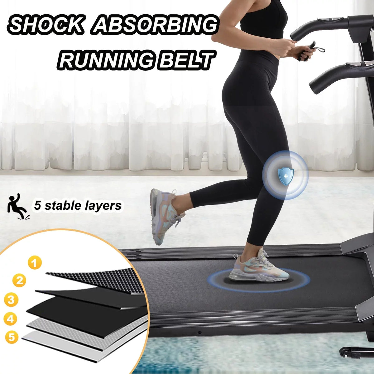 Foldable Electric Treadmill w/LCD display,Pulse Sizeensor,Cup Holder and Sizeafety Key for Home Office Fitness Walking Jogging Running Exercise