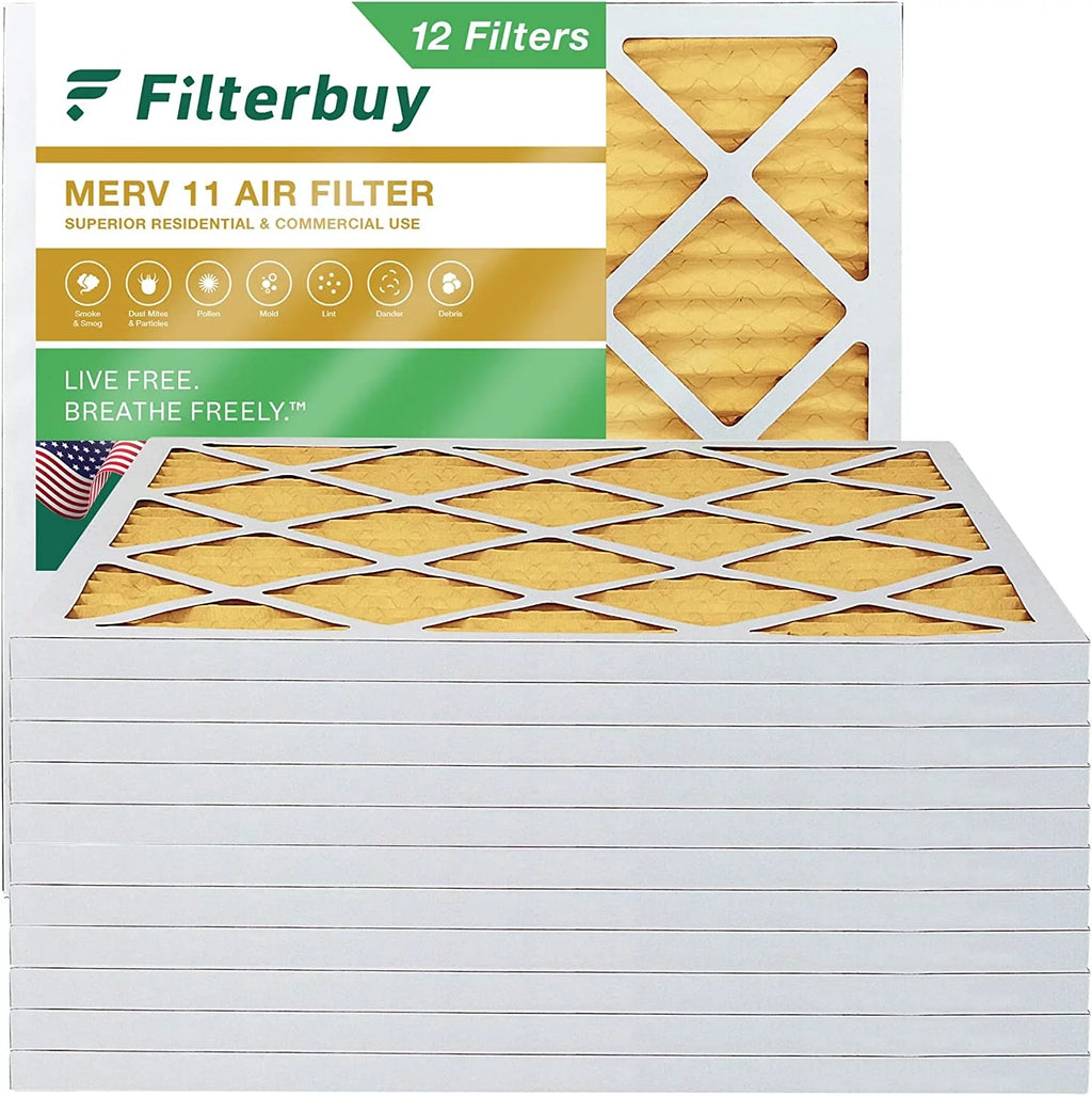 Filterbuy 25x25x1 MERV 11 Pleated HVAC AC Furnace Air Filters (12-Pack)