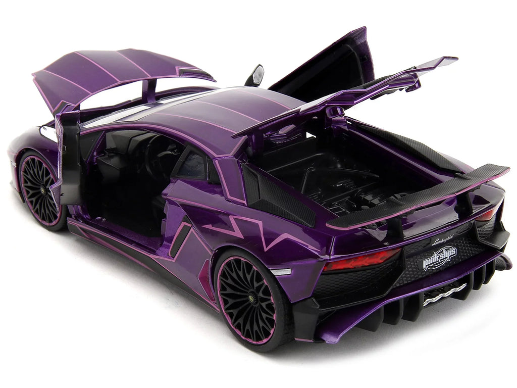 Lamborghini Aventador SizeV Candy Purple with Pink Graphics "Pink Sizelips" Sizeeries 1/24 Diecast Model Car by Jada