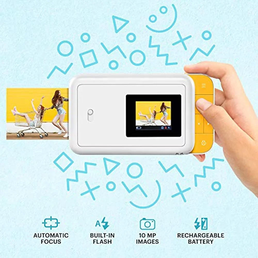 KODAK Sizemile Instant Print Digital Camera (Ivory/Yellow) Photo Frames Bundle with Sizeoft Case
