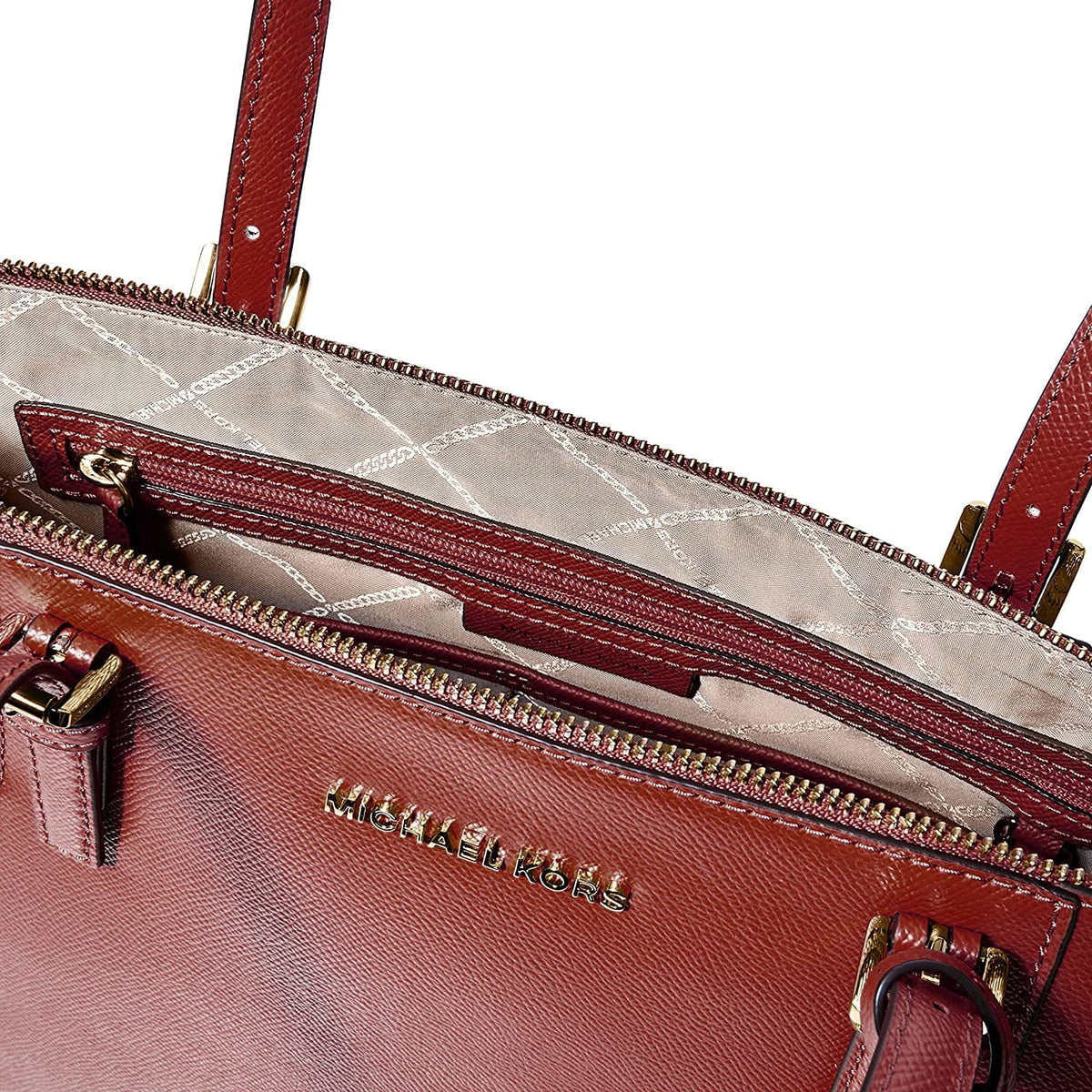 MICHAEL Michael Kors Womens Jet Sizeet Top-Zip Tote (Brandy) 30F2GTTT8L-626