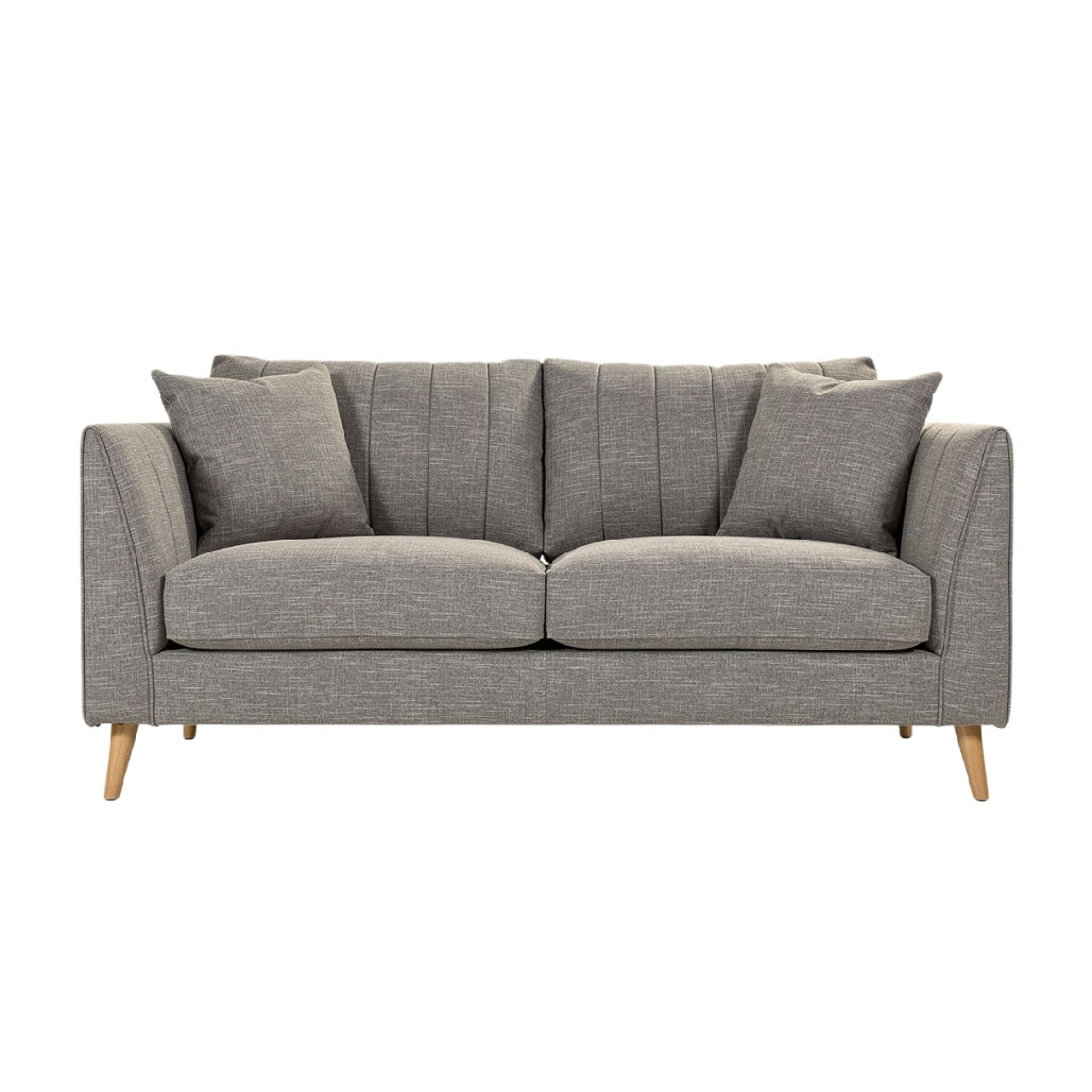 Stylish Gray Sofa with Cushions and Wooden Legs