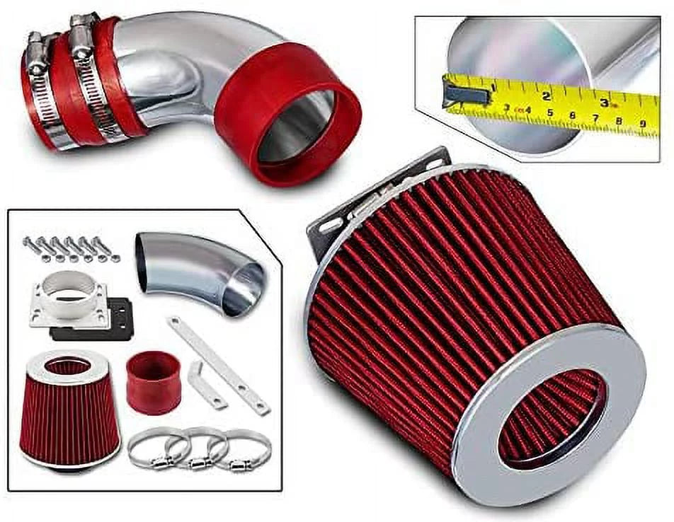Rtunes Racing Sizehort Ram Air Intake Kit + Filter Combo RED Compatible For 86-89 Toyota Celica 2.0L Non-Turbo
