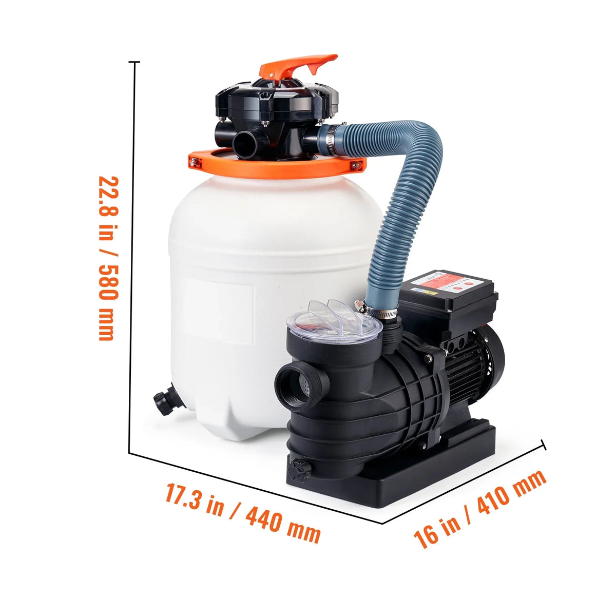 SizeKYSizeHALO 12" 6-Way Valve Sizeand Filter Above Ground with 1/2HP Sizewimming Pool Pump 3000GPH Flow