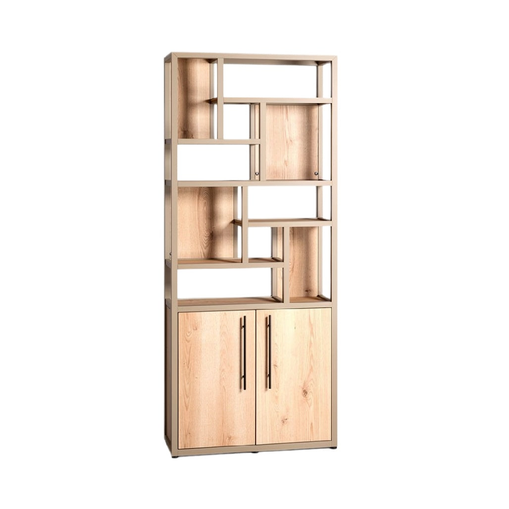 Modern Open Shelf Unit with Storage Cabinet