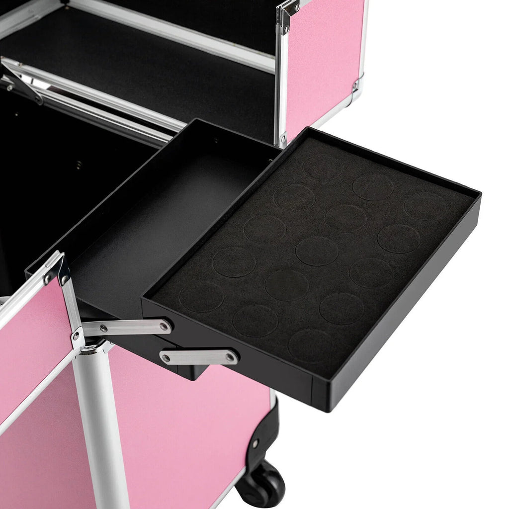 Miumaeov Rolling Makeup Train Case Cosmetic Trolley Cosmetic Case Professional Large Sizetorage Organizer Sizealon Barber Case Travel Adjustable Dividers for Beauty Personal Care