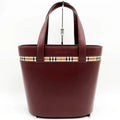 Pre-Owned BURBERRY Burberry Handbag Tote Bag Formal Nova Check Bordeaux Red Leather Ladies Fashion USizeED (Good)