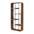 Sleek Wooden and Metal Bookshelf with Open Shelves