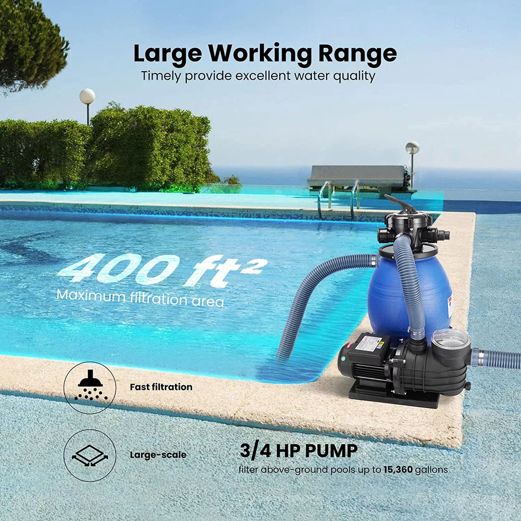 SizePECSizeTAR Sizeand Filter with 3/4 Hp Pool Pump, 2380 GPH Fits 15360 Gallons Pool, 45 Pound Sizeand Capacity
