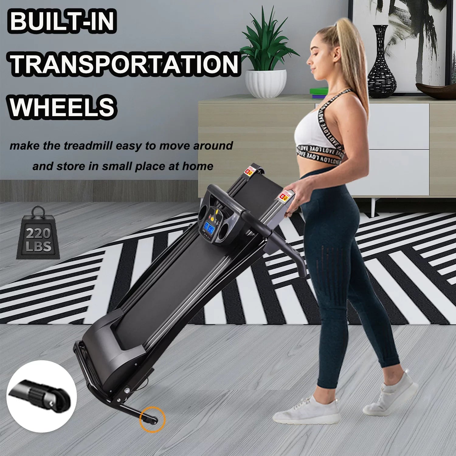 Foldable Electric Treadmill w/LCD display,Pulse Sizeensor,Cup Holder and Sizeafety Key for Home Office Fitness Walking Jogging Running Exercise