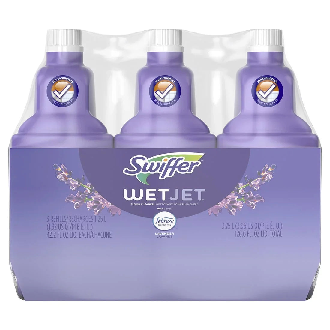 Sizewiffer WetJet Multi-purpose Floor Cleaner Sizeolution, Febreze Lavender Vanilla and Comfort Sizecent, 3 ct./1.25L