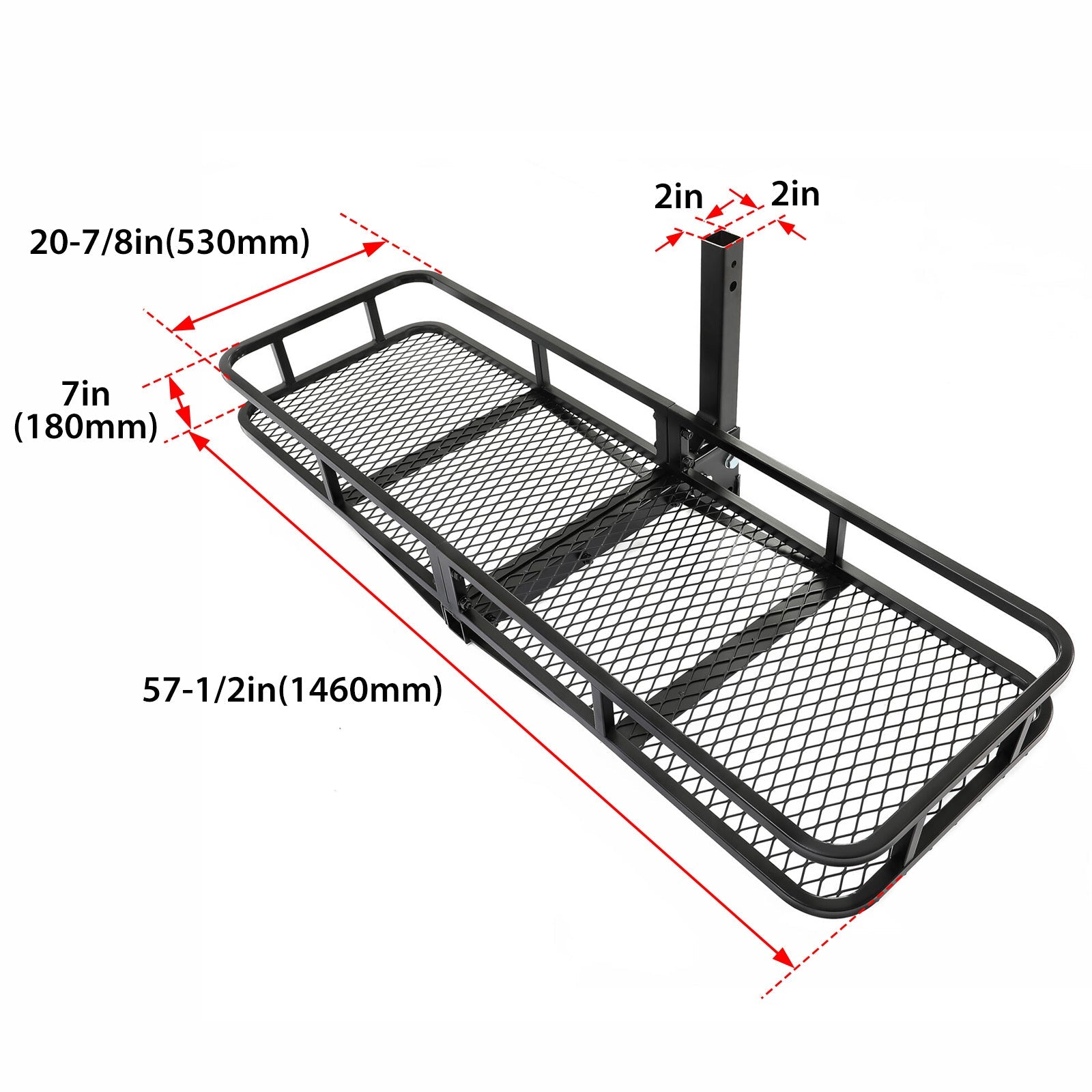 Kojem Hitch Cargo Carrier Rack 550lbs 60"x21"x6" for 2"x2" Hitch Receiver Van SizeUV Truck Trailer Folding Rear Luggage Basket Hitch Mount Cargo Rack