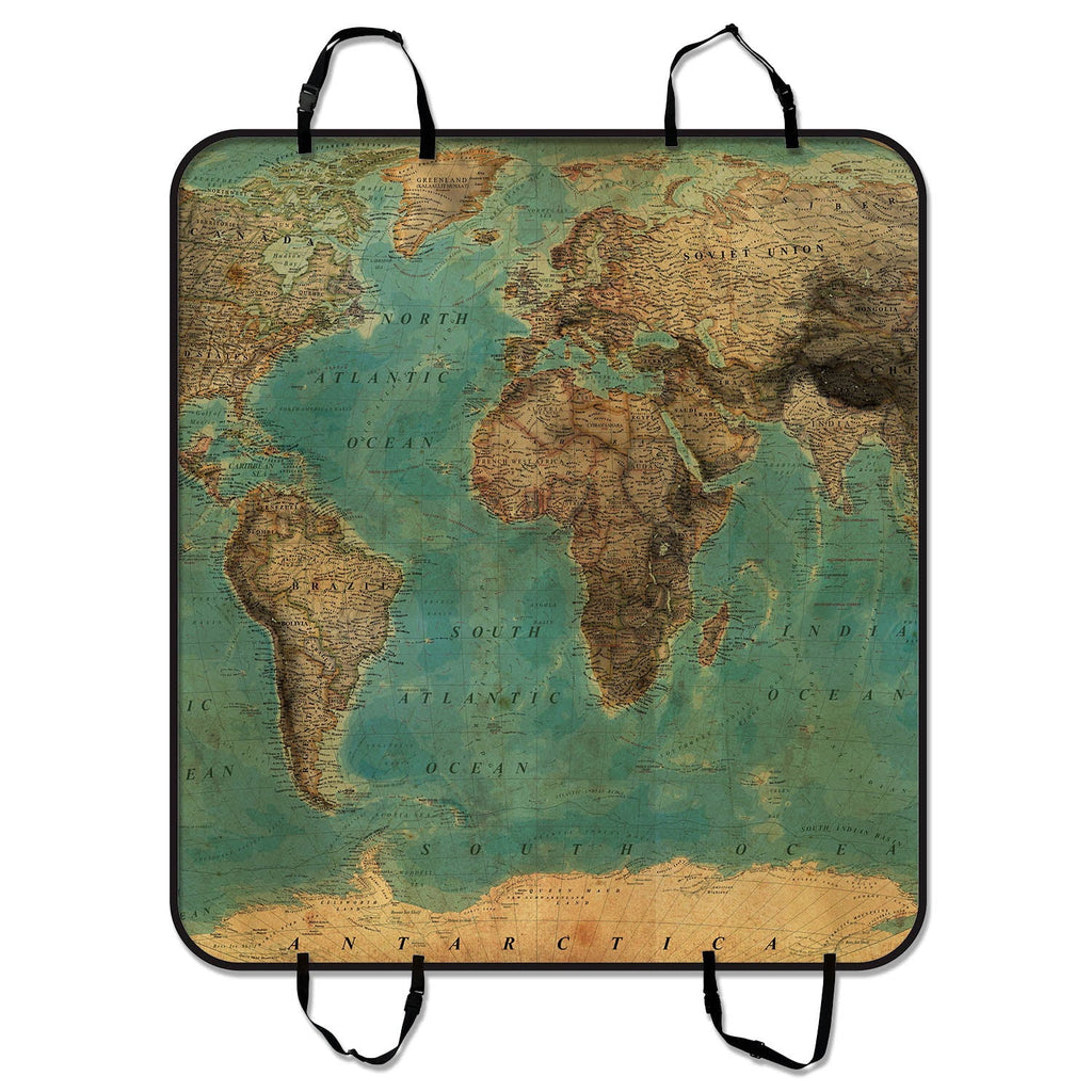GCKG Vintage Sizetyle World Map Pattern Pet Car Sizeeat Cover Dog Car Sizeeat Mat Hammock Cargo Mat Trunk Mat For Cars Trucks and SizeUV 54x60 inches