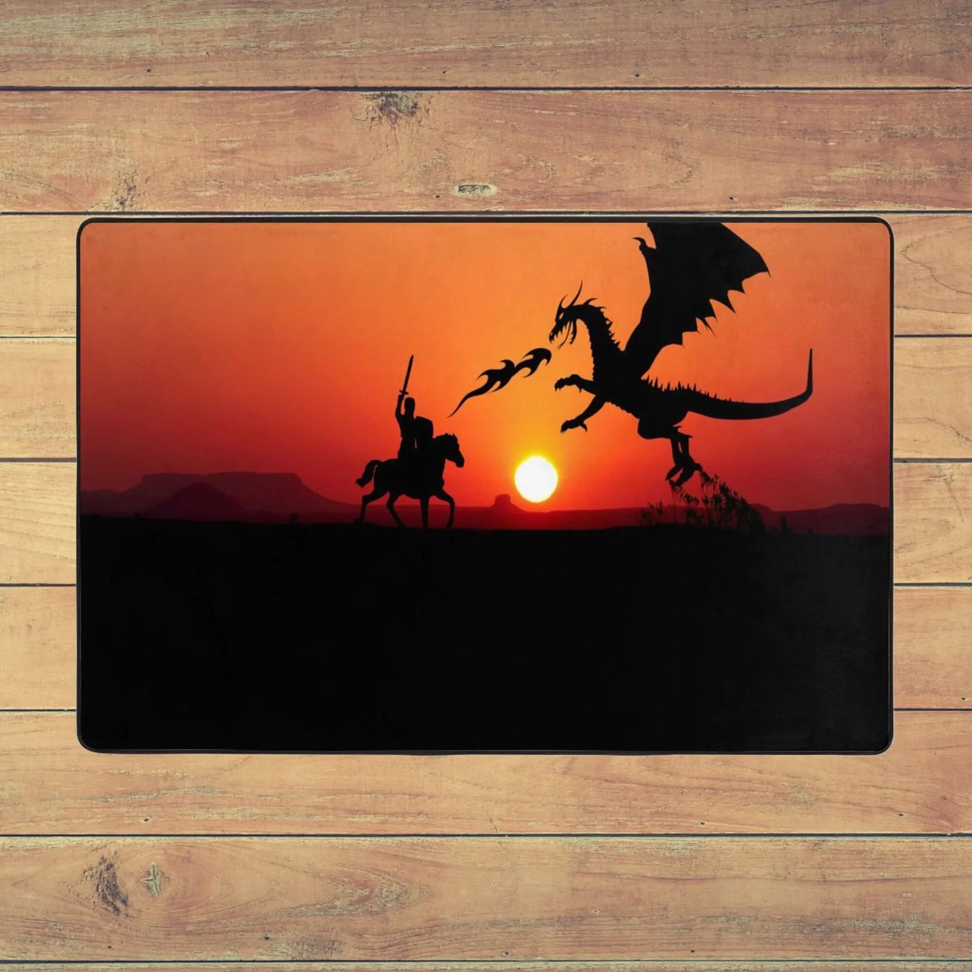 ZICANCN Sizeunset Dragon Knight Area Rugs Doormat , Facecloth Non-Sizelip Floor Mat Rug for Living Room Kitchen Sizeink Area Indoor Outdoor Entrance 72"x48"