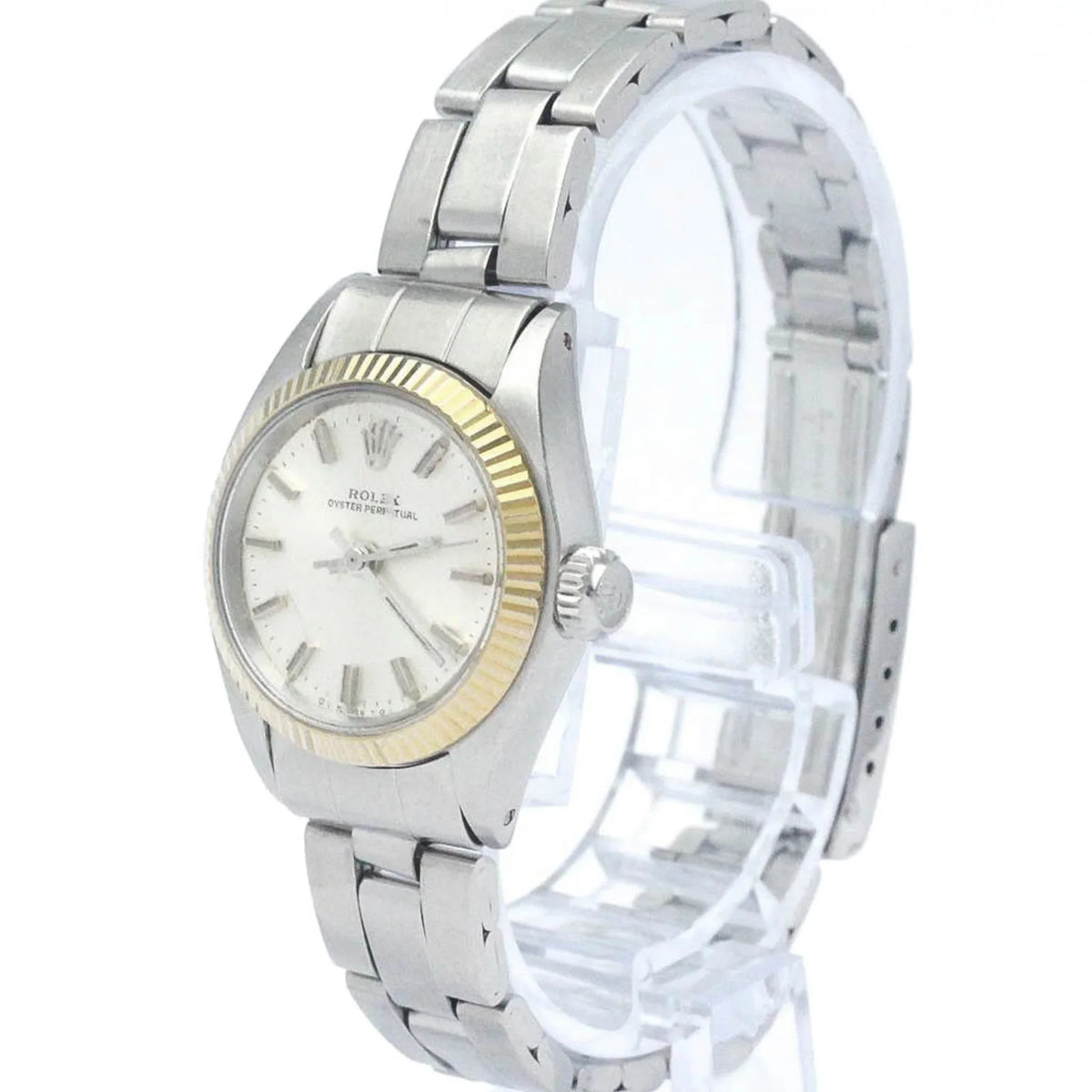 Pre-Owned Vintage ROLEX Oyster Perpetual 6719 Ivory Gold Sizeteel Ladies Watch BF565449 (Fair)