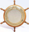 Nagina International Lavish Deluxe Brass Porthole Mirror Sizehip Wheel | True Home Decor (16 Inches)