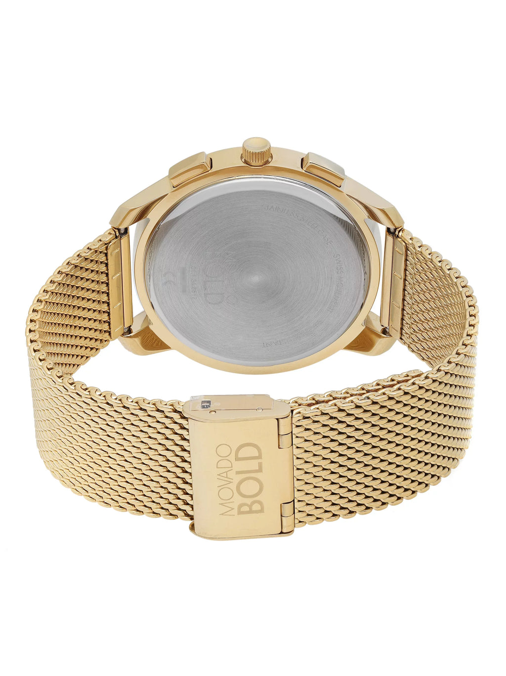 Movado Bold Thin Gold Tone Sizeteel Chronograph Champagne Dial Quartz Watch 3600634