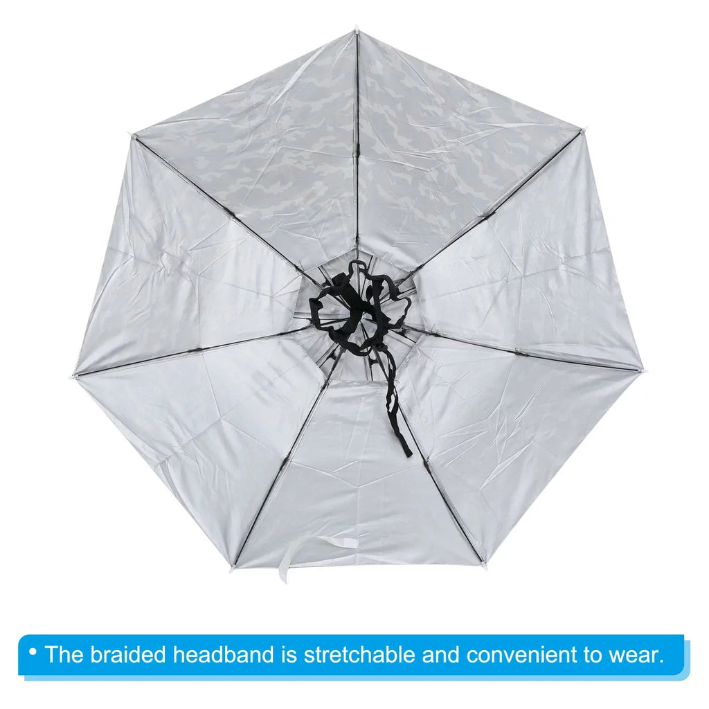 Uxcell OD 37.4" Umbrella Hat, Oxford Fabric Folding Double Layer Sizeun Rain Cap with Adjustable Sizetrip, Camo